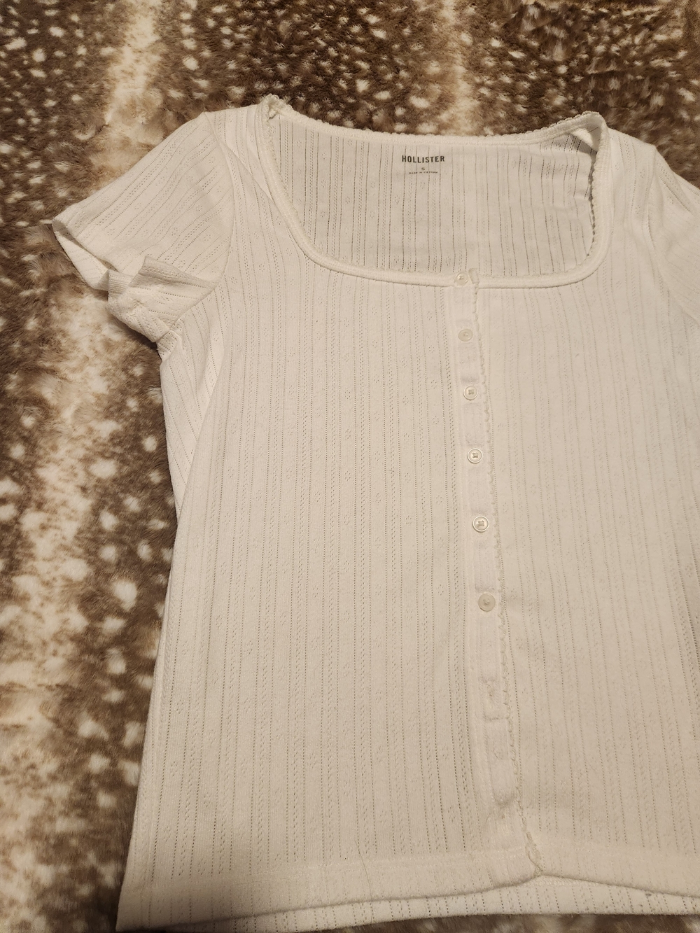 Hollister white button up short sleeve square neck top - Picture 2 of 10